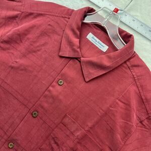 NWT Tommy Bahama IslandZone Ruby Wine Palm Shirt Tencel Coolmax Large